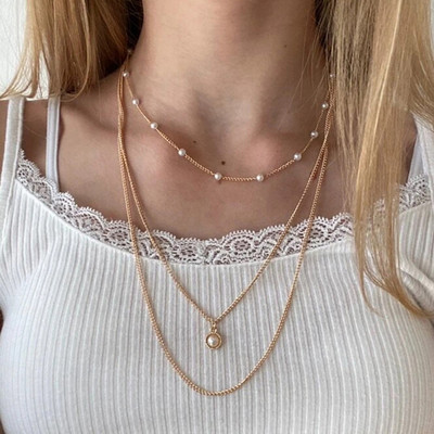 2022 UUS peo pulmakrae naistele Kuldplaadiga sädelev rangluu mitmekihiline kett Choker kaelakee ehted sõbrapäevaks G