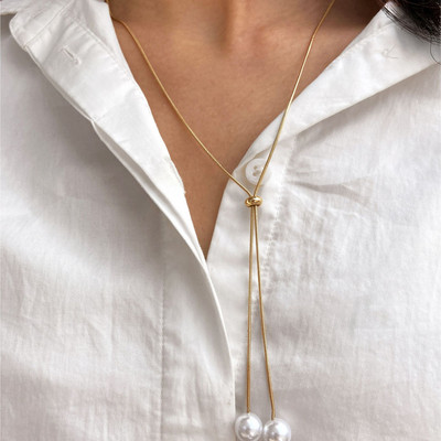 Vintage pärliripatsiga kaelakee naistele Elegantne helmestega pikk tutiga kampsun krae kett Aksessuaarid Temperament Moeehted