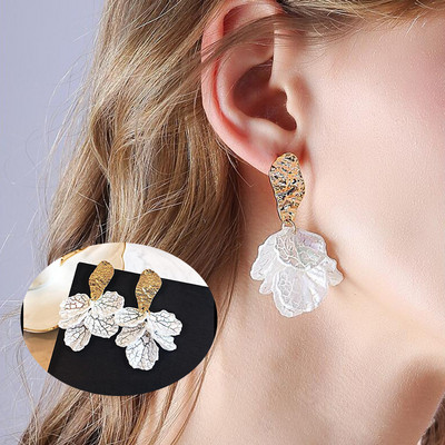 Bohém geometrikus arany színű ginkgo biloba levél alakú csepp fülbevaló nőknek Statement fül ékszer kiegészítők punk