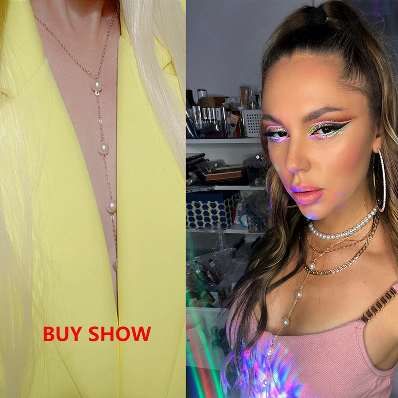 IngeSight.Z Paprasti ilgi perlų imitacijos nugaros karoliai moterims Seksualūs kutai dirželiai Bikini krūtinės grandinėlė kūno papuošalai Mujer