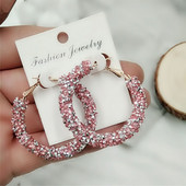 Auskari šarms svētki Pārspīlēti ģeometriski apaļi spīdīgi apļi matēta kristāla lieli auskari modes rotaslietas sievietēm jauns dizains