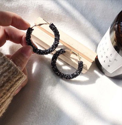 Auskari šarms svētki Pārspīlēti ģeometriski apaļi spīdīgi apļi matēta kristāla lieli auskari modes rotaslietas sievietēm jauns dizains