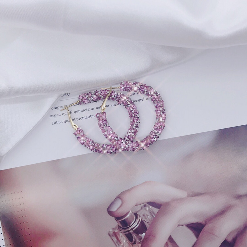 Auskari šarms svētki Pārspīlēti ģeometriski apaļi spīdīgi apļi matēta kristāla lieli auskari modes rotaslietas sievietēm jauns dizains