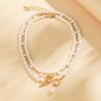 Κομψό μαργαριταρένιο κολιέ μινιμαλισμού χάντρες Χρυσό χρώμα Choker κολιέ για κορίτσια Κοσμήματα Trend Ρυθμιζόμενα Δώρα Γάμου