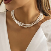 Elegantiškas daugiasluoksnis perlų vėrinys moterims Vintažinių vestuvių mados pareiškimas „Choker Collar“ papuošalas vakarėliui