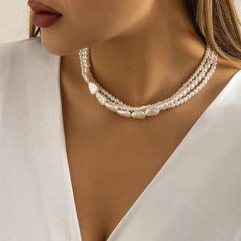 Κομψό πολυστρωματικό κολιέ απομίμησης-μαργαριτάρι για γυναίκες Vintage γαμήλια δήλωση μόδας Choker Collar Δώρο για κοσμήματα