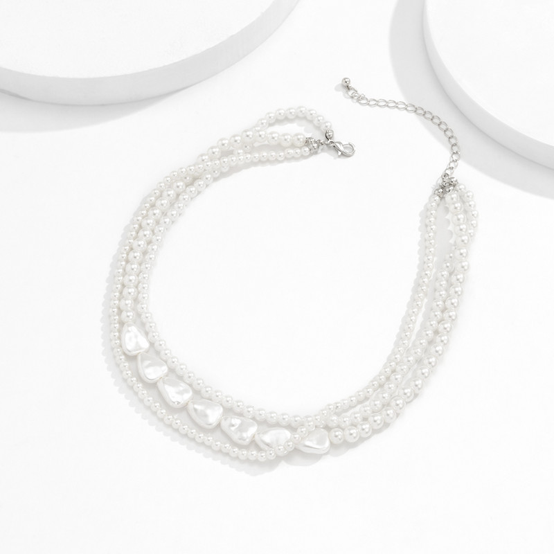 Elegantiškas daugiasluoksnis perlų vėrinys moterims Vintažinių vestuvių mados pareiškimas „Choker Collar“ papuošalas vakarėliui