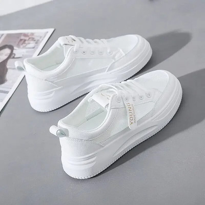 Γυναικεία ευέλικτα παπούτσια με χοντρή σόλα Casual Λευκά Παπούτσια Μοντέρνα Summer Ins Style Vulcanize παπούτσια