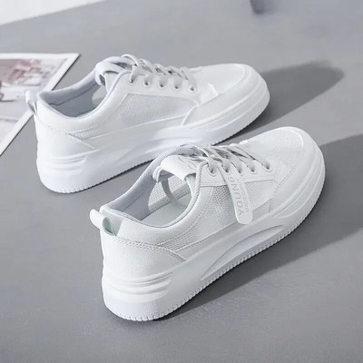 Γυναικεία ευέλικτα παπούτσια με χοντρή σόλα Casual Λευκά Παπούτσια Μοντέρνα Summer Ins Style Vulcanize παπούτσια