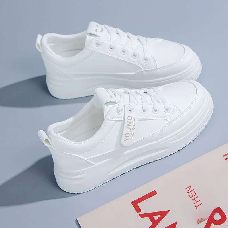 Γυναικεία ευέλικτα παπούτσια με χοντρή σόλα Casual Λευκά Παπούτσια Μοντέρνα Summer Ins Style Vulcanize παπούτσια