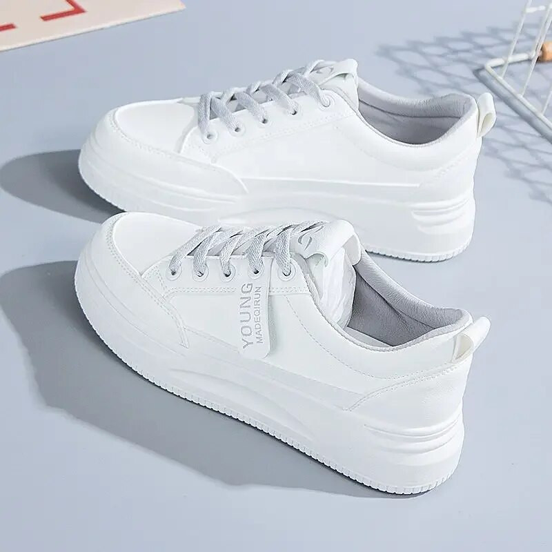 Γυναικεία ευέλικτα παπούτσια με χοντρή σόλα Casual Λευκά Παπούτσια Μοντέρνα Summer Ins Style Vulcanize παπούτσια