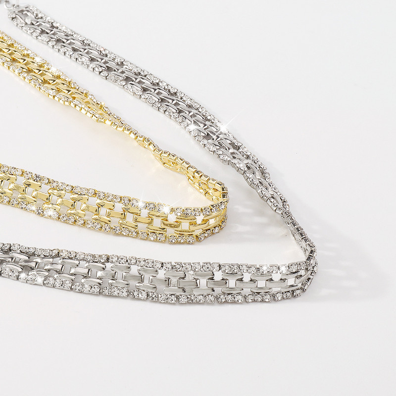 Jedinstvena ogrlica s četvrtastim lančićem s geometrijskim kamenčićima za žene, vintage kristali, izdubljena karika za ključnu kost, estetski nakit za vrat Novo