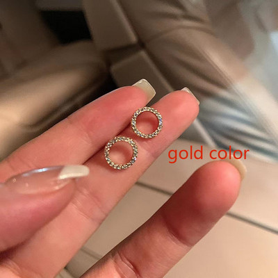 Subtilūs mažo apskritimo auskarai moterims korėjietiškos mados aukso spalvos auskarai krištoliniai minimalistiniai papuošalų priedai