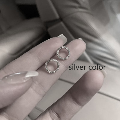 Subtilūs mažo apskritimo auskarai moterims korėjietiškos mados aukso spalvos auskarai krištoliniai minimalistiniai papuošalų priedai