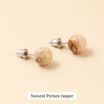 Muuda parem looduslikust kivist Ametüst Tiigrisilm Ahhaat Ümmargused Helmed Naiste Mood Lihtsad roostevabast terasest kristallist kõrvaklapid