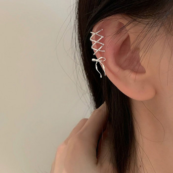 KADRUFI Girls Νέα Κορδέλα Αισθητική Κλιπ αυτιών Κορδέλα στυλ μπαλέτου Φιόγκος-κόμπος μανσέτα στο αυτί Γυναικεία Κορεάτικη μόδα Σκουλαρίκια Kpop Κοσμήματα
