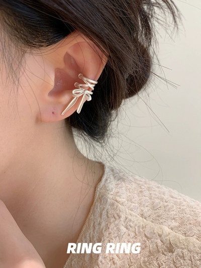 KADRUFI mergaičių nauja juostelė estetika ausų segtukai baleto stiliaus juostelė lankelis mazgas ausų rankogaliai, moteriški korėjietiški mados kpop auskarai papuošalai