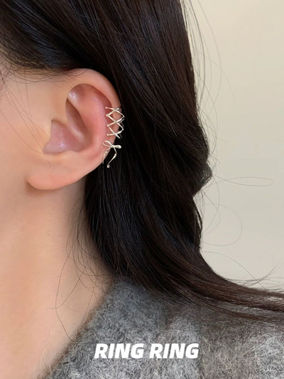 KADRUFI mergaičių nauja juostelė estetika ausų segtukai baleto stiliaus juostelė lankelis mazgas ausų rankogaliai, moteriški korėjietiški mados kpop auskarai papuošalai