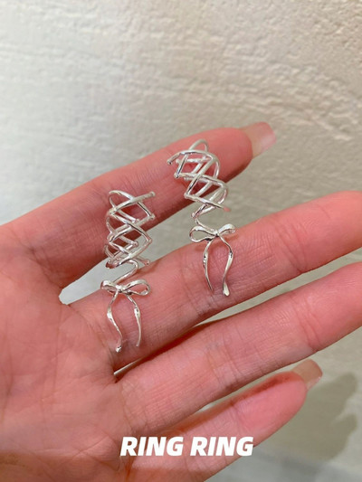 KADRUFI mergaičių nauja juostelė estetika ausų segtukai baleto stiliaus juostelė lankelis mazgas ausų rankogaliai, moteriški korėjietiški mados kpop auskarai papuošalai