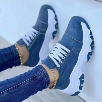 Дамски нови платнени маратонки Дамски модни вулканизирани обувки Висококачествени ежедневни обувки Дамски ходещи на платформа плюс размер 43
