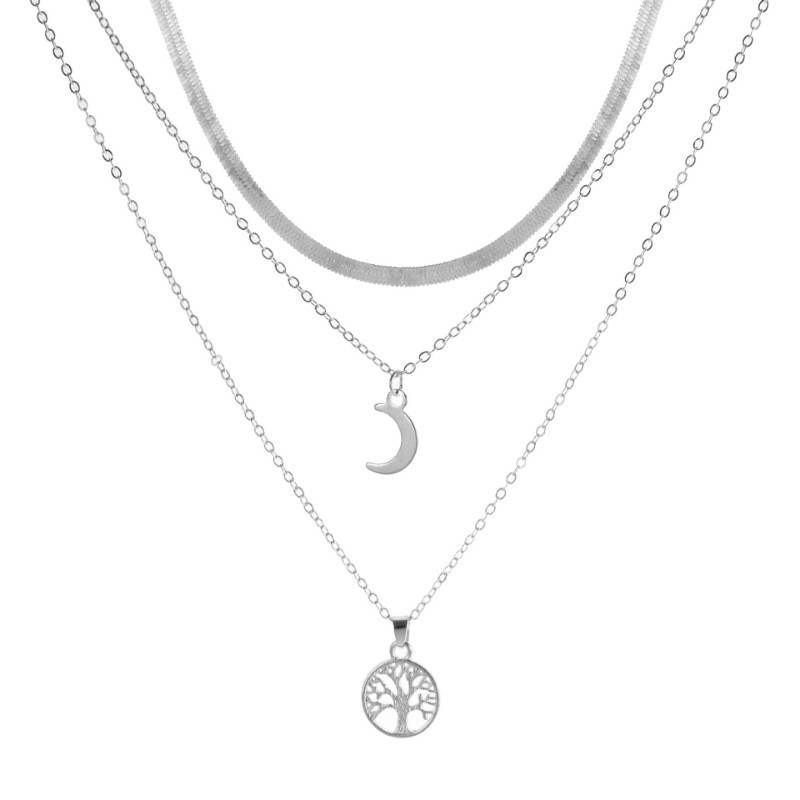 Vintažinis daugiasluoksnis Moon Tree of Life pakabukas karoliai moterims Bohemia nerūdijančio plieno kaklo papuošalai kaklo papuošalai