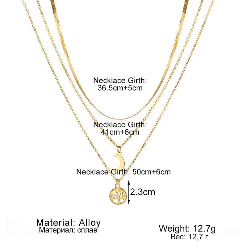 Vintažinis daugiasluoksnis Moon Tree of Life pakabukas karoliai moterims Bohemia nerūdijančio plieno kaklo papuošalai kaklo papuošalai