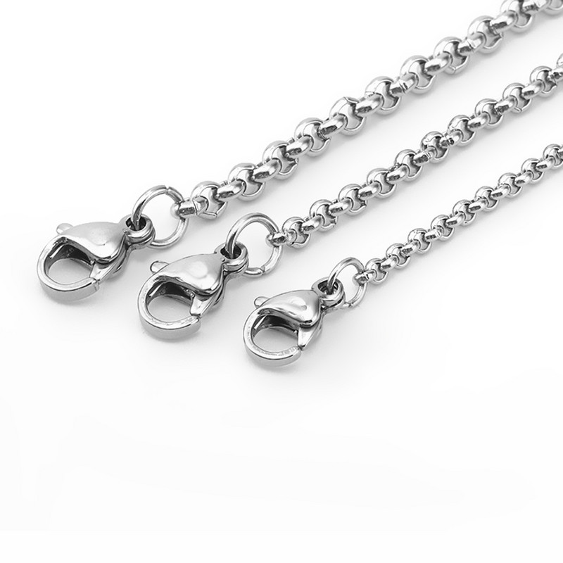 Mados naujos pločio 2 mm–5 mm nerūdijančio plieno apvalios perlų grandinės karoliai „pasidaryk pats“ papuošalai apyrankės karoliai „dropship“ didmeninė prekyba