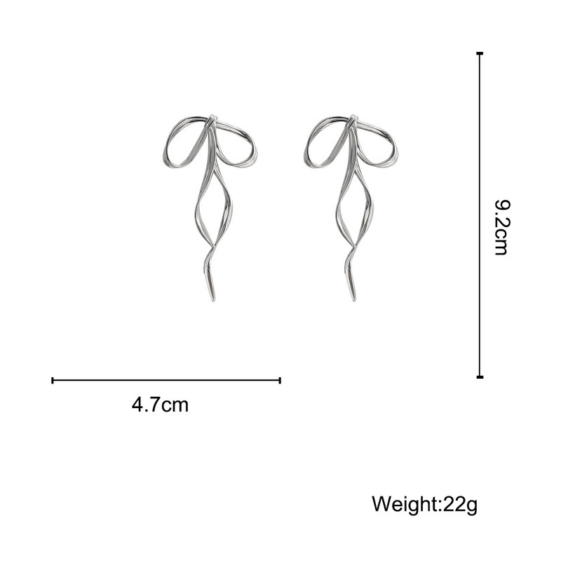 AENSOA 2021 m. korėjietiško dizaino mados, paprastos sidabro spalvos metalo linijos lanko auskarai Elegantiški dideli, ilgi lanko auskarai, moteriški