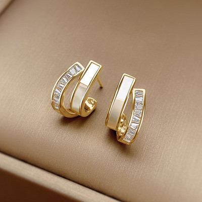 Modne križne naušnice za žene Djevojke Korejski stil Elegantni kristalni nakit Naušnice Riblji rep Ženske naušnice Poklon