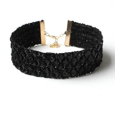 Crni baršunasti šljokice Chokers Ogrlice za žene Srebrne boje Zlatne sjajne ogrlice Ogrlice Široke Chokers Chokers Modni nakit