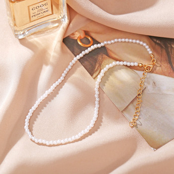 Trend 4 6 8 10mm White Pearl Chokers Κολιέ Κλειδί Αλυσίδα για Γυναίκες Κλασικό Κομψό Κοσμήματα Γάμου Λαιμόκοψη Αγάπη Κρεμαστό Δώρο