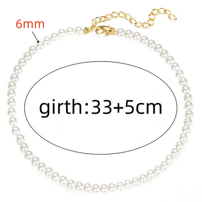 Trend 4 6 8 10mm White Pearl Chokers karoliai raktikaulio grandinė moterims Klasikinė elegantiška vestuvių kaklo papuošalai Meilės pakabuko dovana