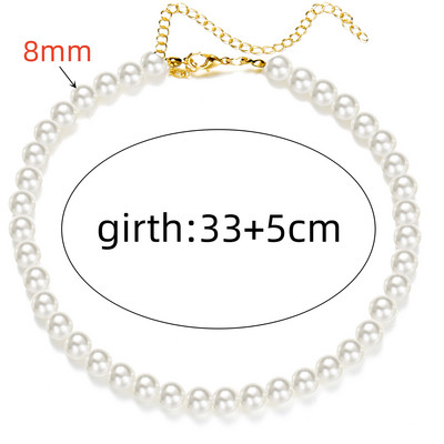 Trend 4 6 8 10mm White Pearl Chokers karoliai raktikaulio grandinė moterims Klasikinė elegantiška vestuvių kaklo papuošalai Meilės pakabuko dovana