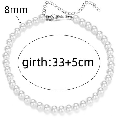 Trend 4 6 8 10mm White Pearl Chokers karoliai raktikaulio grandinė moterims Klasikinė elegantiška vestuvių kaklo papuošalai Meilės pakabuko dovana
