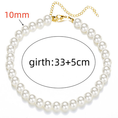 Trend 4 6 8 10mm White Pearl Chokers karoliai raktikaulio grandinė moterims Klasikinė elegantiška vestuvių kaklo papuošalai Meilės pakabuko dovana