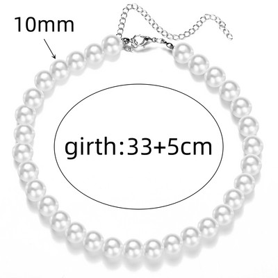 Trend 4 6 8 10mm White Pearl Chokers karoliai raktikaulio grandinė moterims Klasikinė elegantiška vestuvių kaklo papuošalai Meilės pakabuko dovana