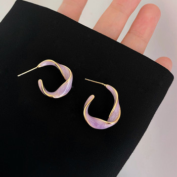 2022 New Fashion Lavender Purple Earrings for Woman Metal Golden Twisted Art Line Purple Stud Earrings Δώρο κοσμήματα Χονδρική