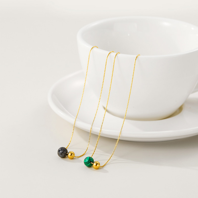 YACHAN minimālisma dabīgā akmens krelles nerūsējošā tērauda kaklarotas sievietēm vintage plānas ķēdes kakla aksesuāri rotaslietas