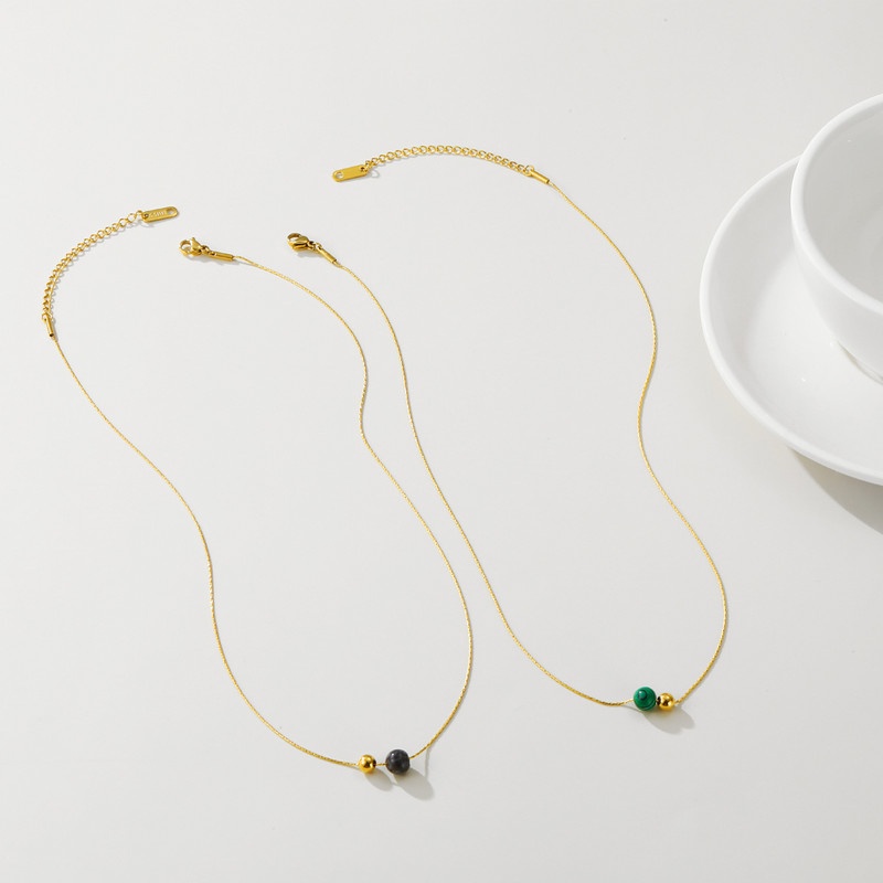 YACHAN minimālisma dabīgā akmens krelles nerūsējošā tērauda kaklarotas sievietēm vintage plānas ķēdes kakla aksesuāri rotaslietas