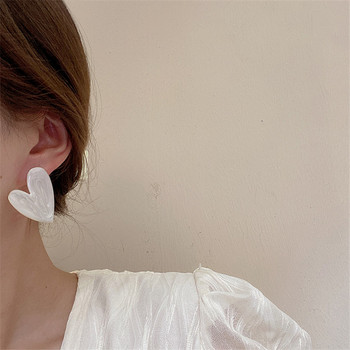 Λευκό Χρώμα Big Heart Stud σκουλαρίκια για γυναίκες Κορίτσι Κορεάτικη αγάπη Drop Glaze Αισθητική καθημερινή ζωή Μινιμαλιστικό κόσμημα Piercing Ear