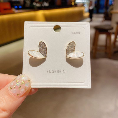 Cercei tip inimă mare de culoare albă pentru femei, fete, coreeană, dragoste, glazură, estetică, viața de zi cu zi, bijuterii minimaliste, piercing ureche