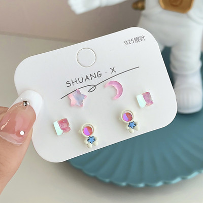 KADRUFI Fantastiline Haldjas Värviline Star Moon Stud Kõrvarõngaste Komplekt Naistele Y2K Roosa Lilla Läbipaistev Armas Kõrvarõngas Ehted Kingitus Brincos