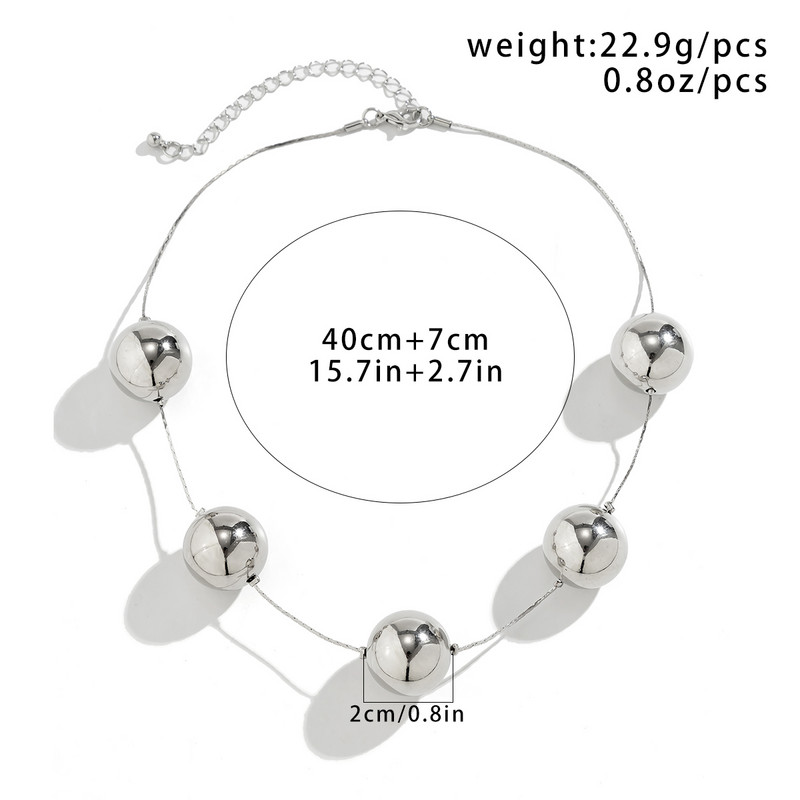 IngeSight.Z Vintage CCB Ball Metal Link Chain Choker nyaklánc nőknek Punk ezüst színű kulcscsont lánc Esztétikus party ékszerek