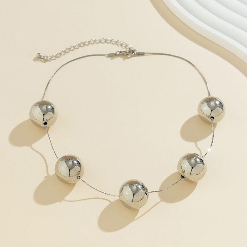 IngeSight.Z Vintage CCB Ball Metal Link Chain Choker nyaklánc nőknek Punk ezüst színű kulcscsont lánc Esztétikus party ékszerek