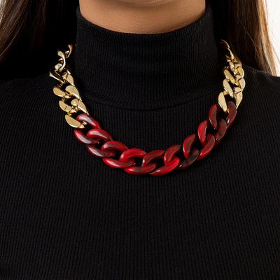 Vienkārša pārspīlēta kaklarota, dāma, 4 krāsu, izkropļota, bieza CCB ķēde, radoša kaklarota, modes šarms, meitenes rotaslietas, dāvana