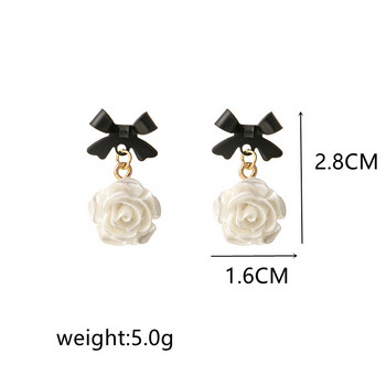 Γλυκό λευκό χρώμα μαργαρίτα σμάλτο κρέμονται σκουλαρίκια για γυναίκες Heart Flower Knot Leaf Metal Korean Orecchino Romantic Weding Jewelry