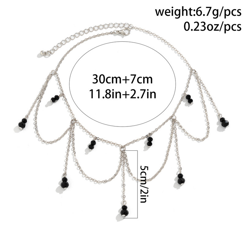 IngeSight.Z Gothic Black Crystal Long Pušķīšu kulonu kaklarota sievietēm Punk Sudraba Krāsa Cross Link Chain Choker Necklace Party