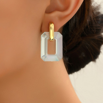 Vintage geometrijske metalik boje, akrilne Y2K naušnice s nitnama za žene Frost Spray Leather Earnail Style serʹgi ženskie