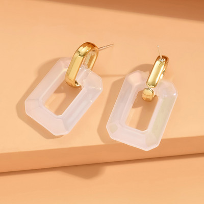 Vintage geometrijske metalik boje, akrilne Y2K naušnice s nitnama za žene Frost Spray Leather Earnail Style serʹgi ženskie