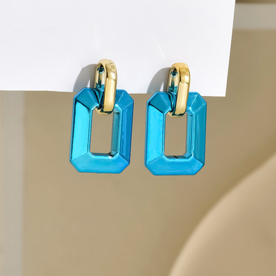 Vintage geometrijske metalik boje, akrilne Y2K naušnice s nitnama za žene Frost Spray Leather Earnail Style serʹgi ženskie